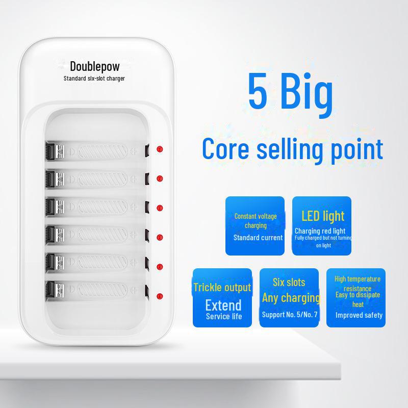 6-Slot AA/AAA Charger for 1.2V NiMH Rechargeable Batteries
