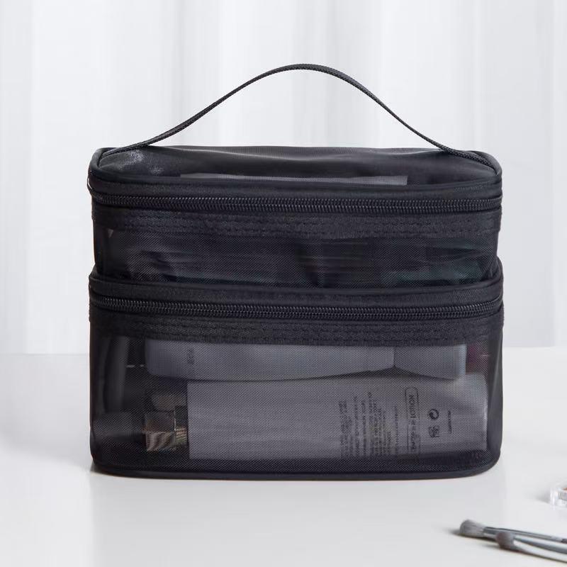 Large Mesh Makeup and Toiletry Bag - Portable, Travel-Friendly, Customizable Logo