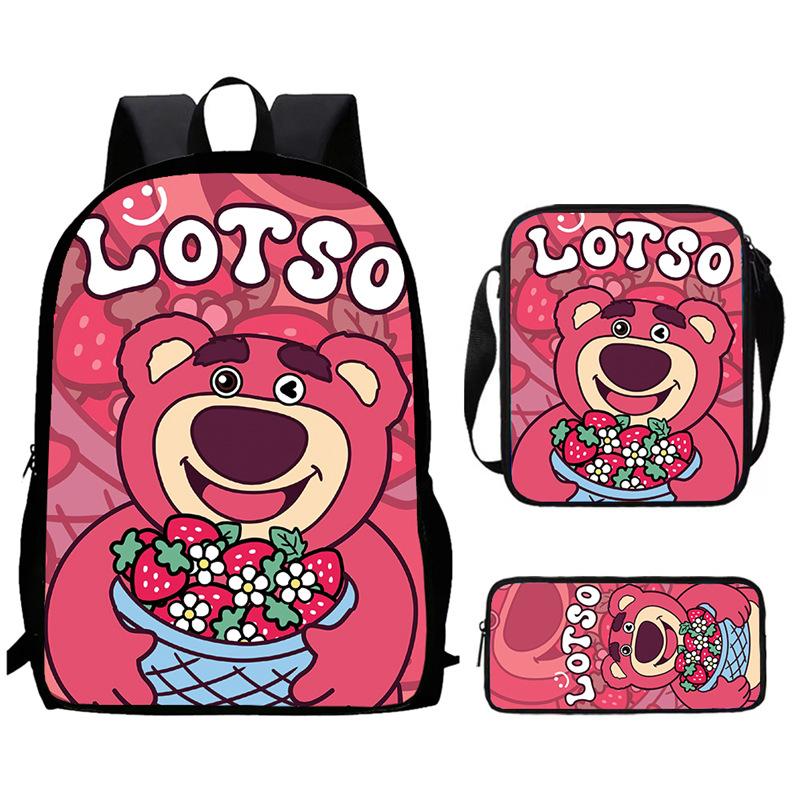 Strawberry Bear School Bag High Definition Printing Multi-Function Oxford Lightweight Backpack