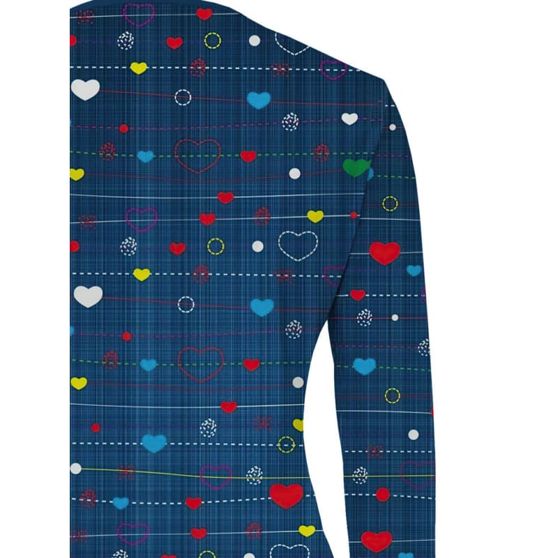 Kreatywny damski T-shirt z nadrukiem i zamkiem, długi rękaw, oddychający, miękki i wygodny, odpowiedni do noszenia na co dzień przez cały rok