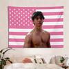 Arazzo Miguel Mora Bandiera Americana Rosa, Arte da Parete Estetico, Morbido Appeso a Parete in Poliestere per Camera da Letto, Stanza dei Fan, Regalo
