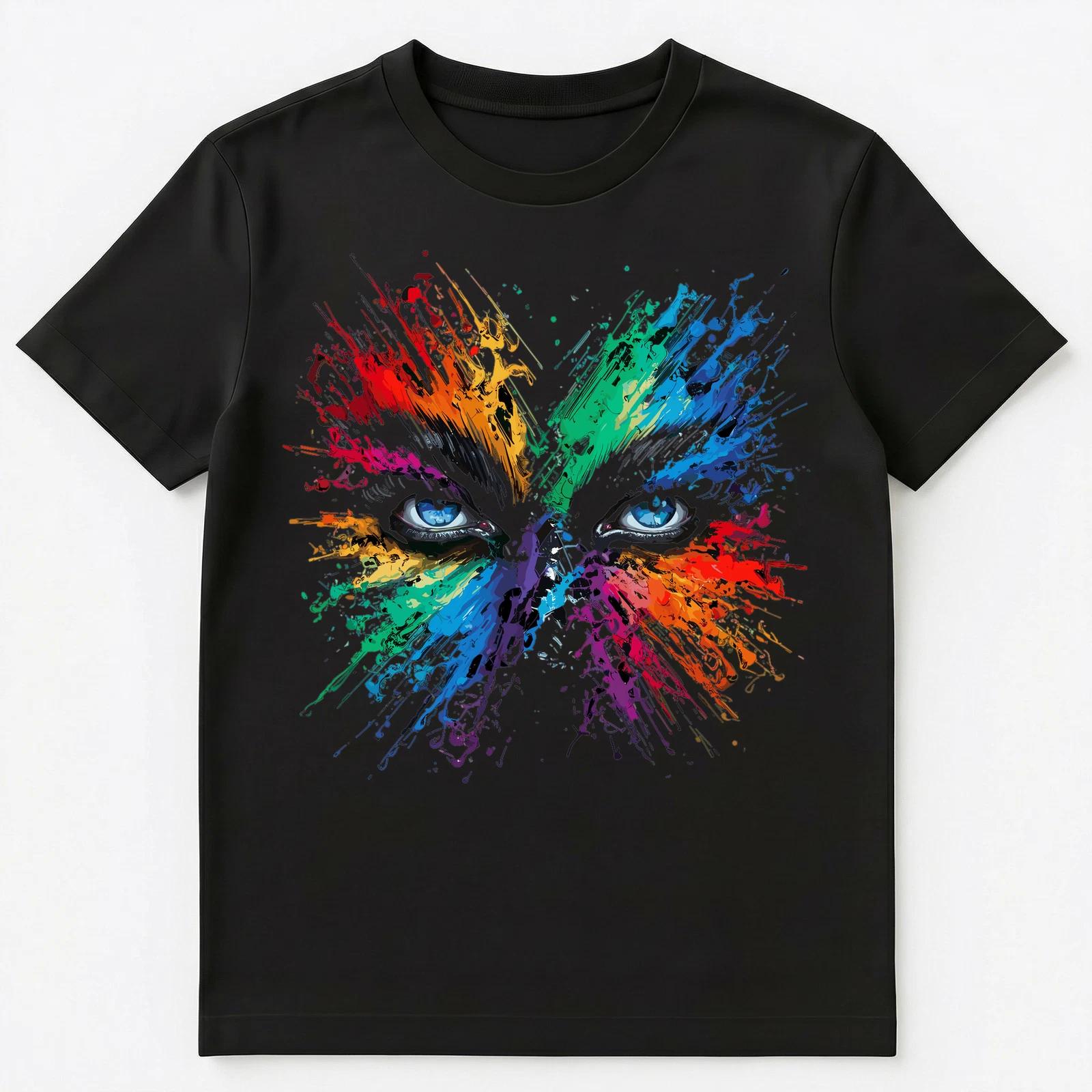 

Colorful Paint Splash Eyes Art Graphic Unisex T-Shirt 4XL