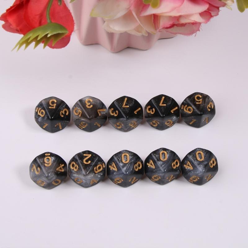 10pieces/set Acrylic Dice Set Polyhedral D10 10 Sided 15mm Dice for RPG Game Gift Party Role Play Game