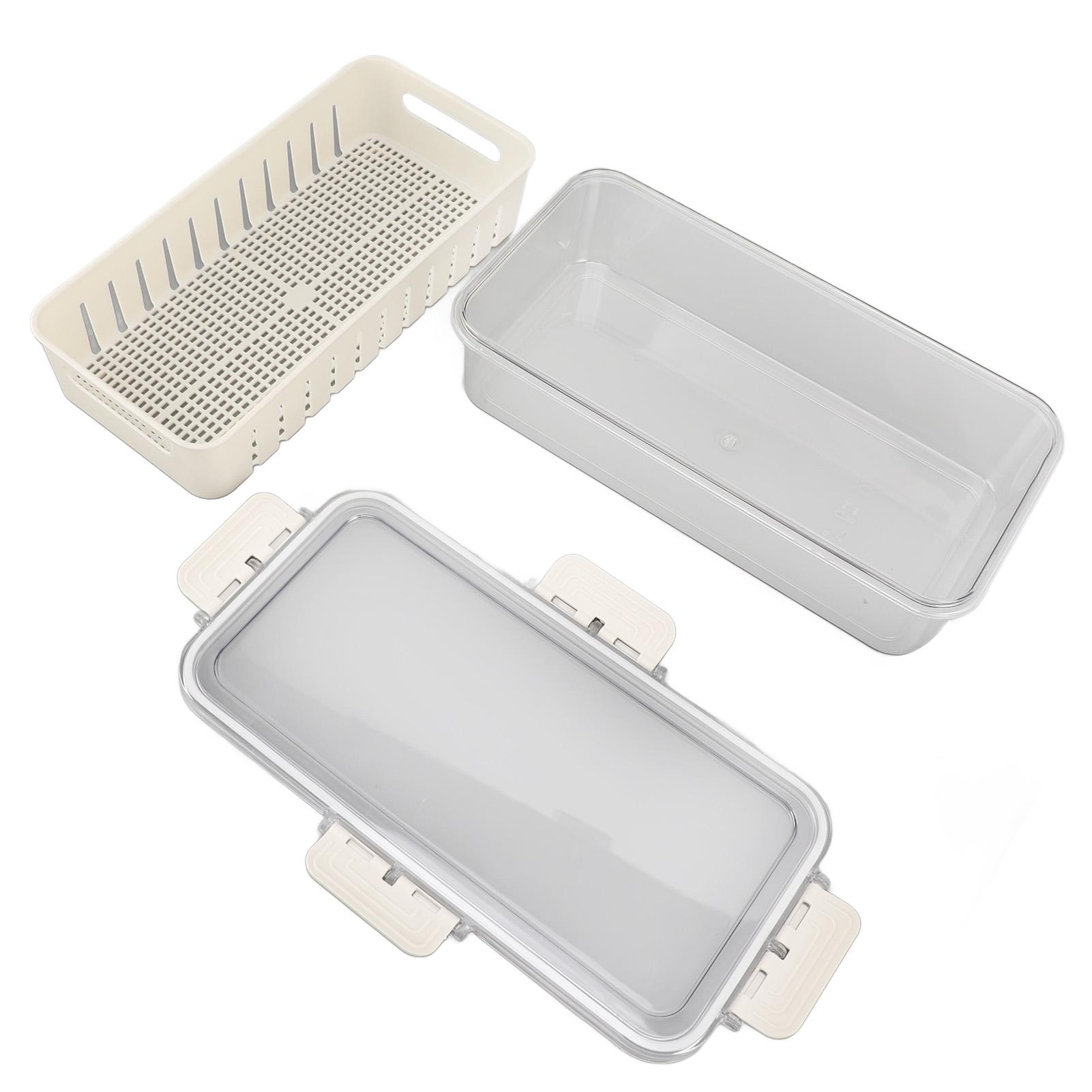 

Refrigerator Fresh Food Storage Containers PET Multifunctional with Drainer Fridge Airtight Crisper for Kitchen Dining L