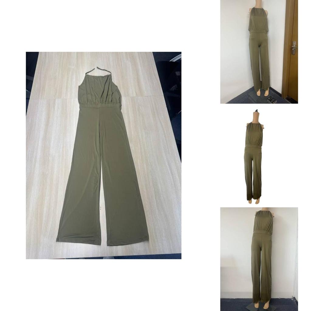 Streetwear-Jumpsuit für Damen mit Patchwork-Design und High-Waist-Passform