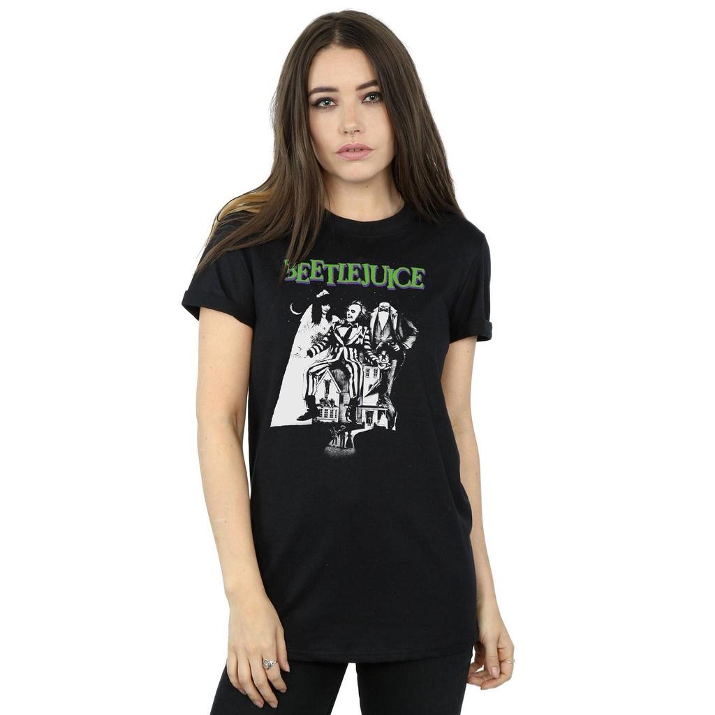 Beetlejuice Womens/Ladies Mono Poster Cotton Boyfriend T-Shirt