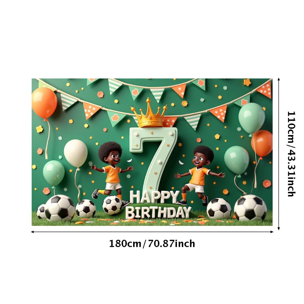 Happy 7th Birthday Banner Soccer Sports Theme Football Event Birthday Party Decoration Backdrop Photography Background Props