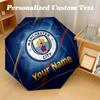 8 Rib Auto Folding Umbrella Manchester City Print Custom Name Text Portable Rain Gear