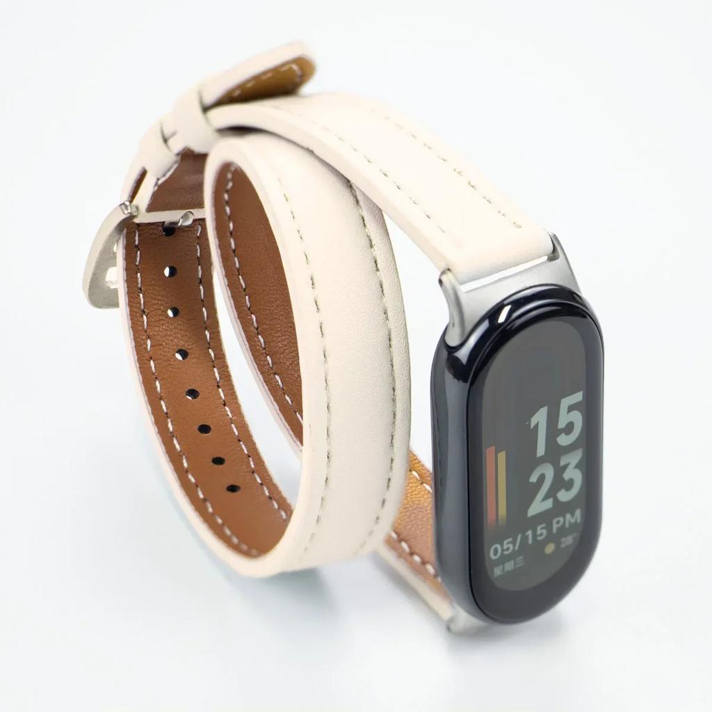 For Mi Band 8 Strap Leather Band For Xiaomi Mi Band9 Wrist Strap Correa Watch Replacement Miband8/9 NFC Sports Bracelet Pulseira