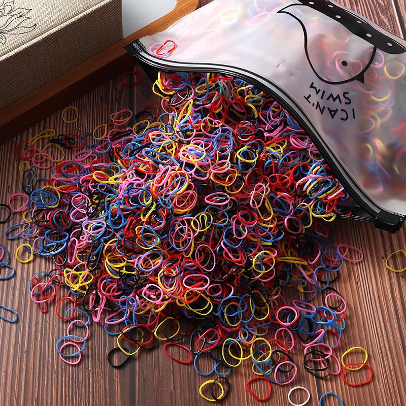 1000 Pcs Colorful Disposable Elastic Hair Ties for Girls – Soft Rubber Ponytail Holders for Kids, Bulk Hair Accessories