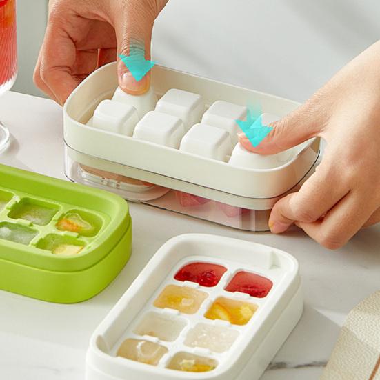 Mini Press-Release Ice Cube Tray with Soft Bottom BPA-Free Plastic Mold for Freezer Easy-Release Leak-Proof Space-Saving Ice Maker for Home Party