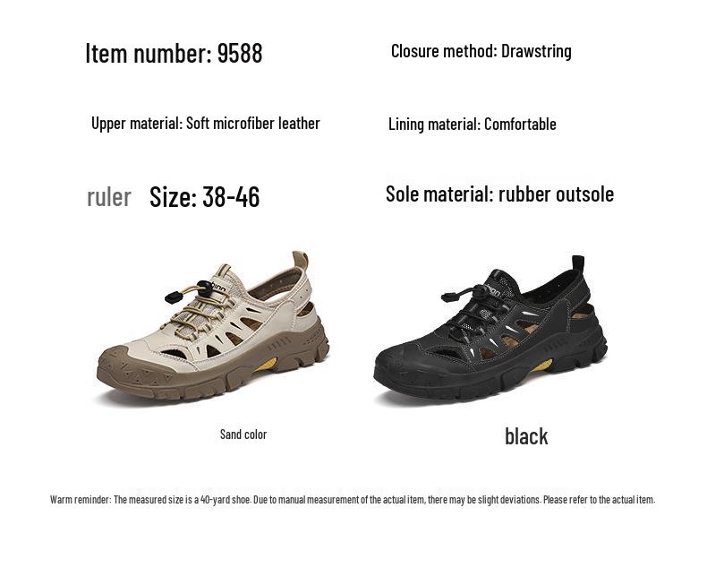2025 Men's Breathable Closed-Toe Summer Sandals - Casual Large Size Beach Mesh Shoes