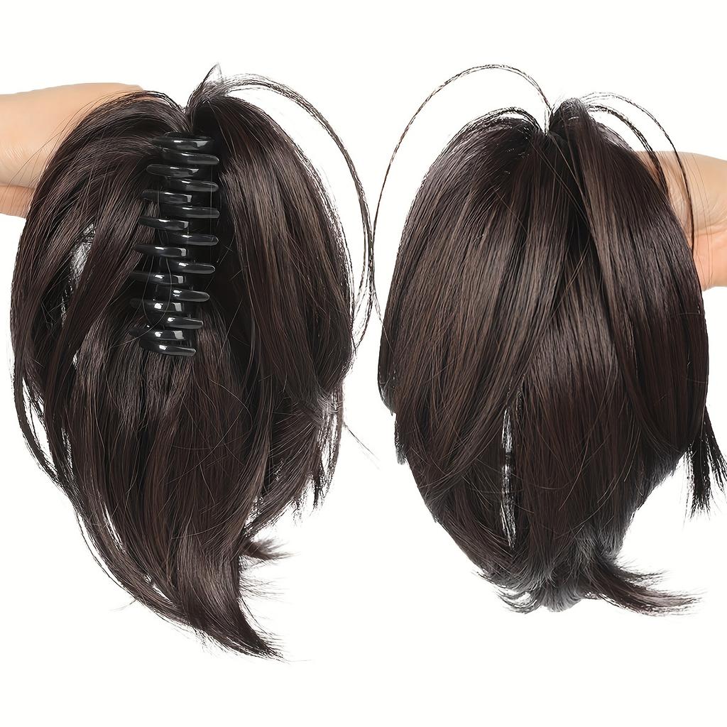 Synthetic DIY Claw Clip In Fluffy Ponytail Wig Hair Extensions Hairpiece Hair Bun Fake Black Blonde Natural Hair Wig
