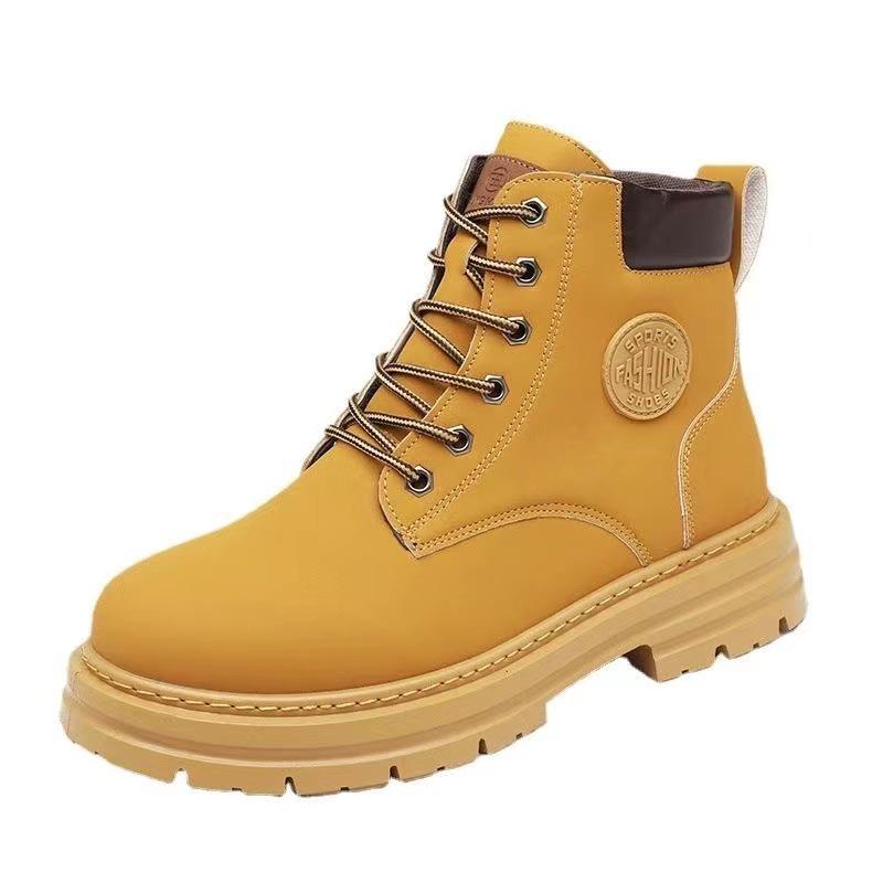 Men's 2024 British Style High-Top Yellow Martin Boots - Autumn/Winter Desert Workwear, Retro Motorcycle