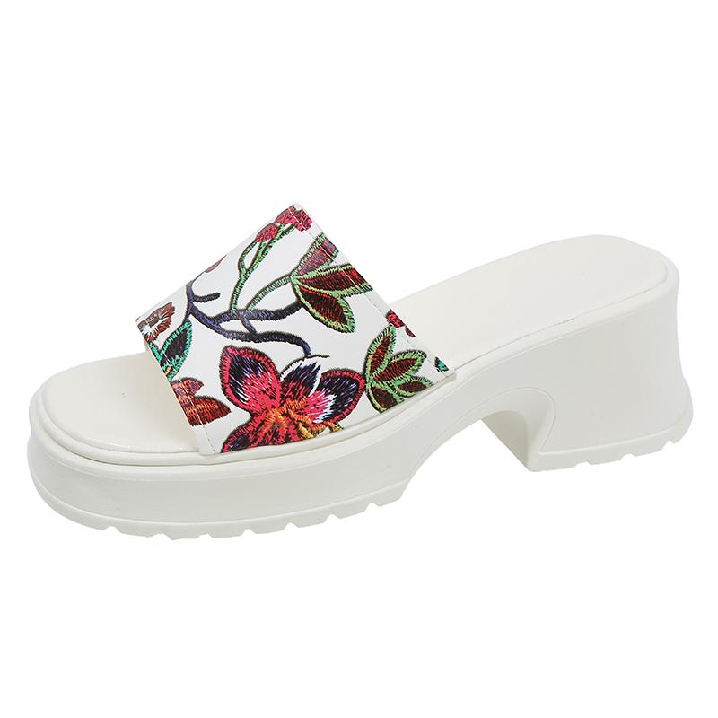 Ladies Shoes 2024 Fashion Summer Women's Slippers Comfortable High Heel Sandals Women Fashion Printed Sandals Chanclas Mujer