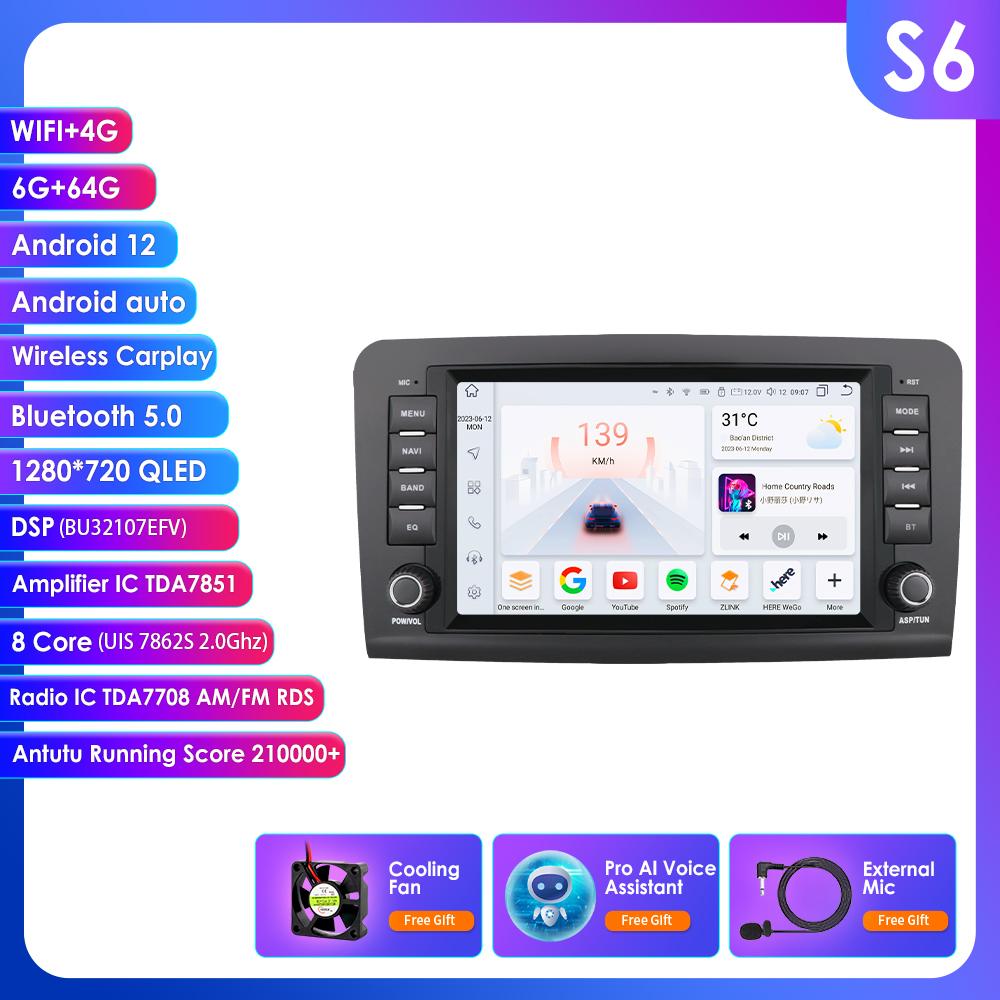 Ossuret 2Din Android 13 Car Radio for Mercedes Benz GL ML W164 ML350 ML500 X164 GL35 GL45 2005-2012 Navigation GPS Intelligent Multimedia Video WIFI