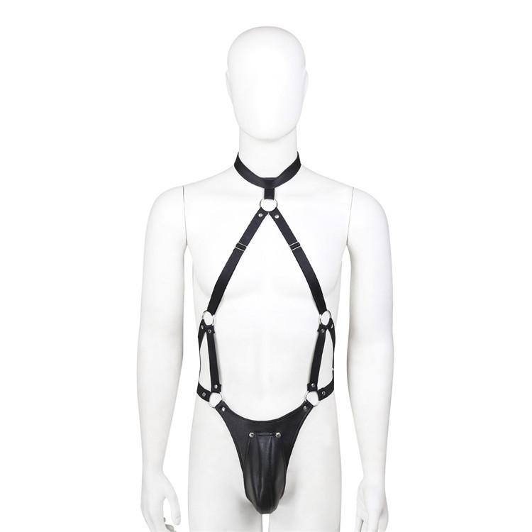 BDSM Bondage Sexy Costume Sex Toys Slave Training Leather Sub Tights Bodysuit Penis Cage Underwear
