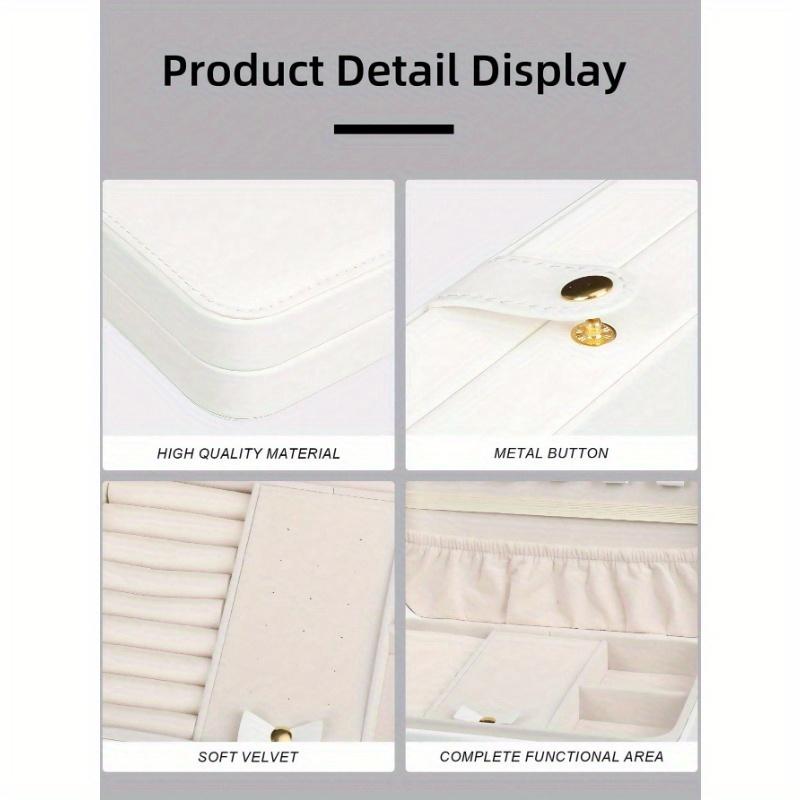 1pc Large Capacity Jewelry Box, Minimalist Leather Jewelry Storage Case, Portable Solid Color Rectangular Jewelry Organizer Box, PU Leather Travel