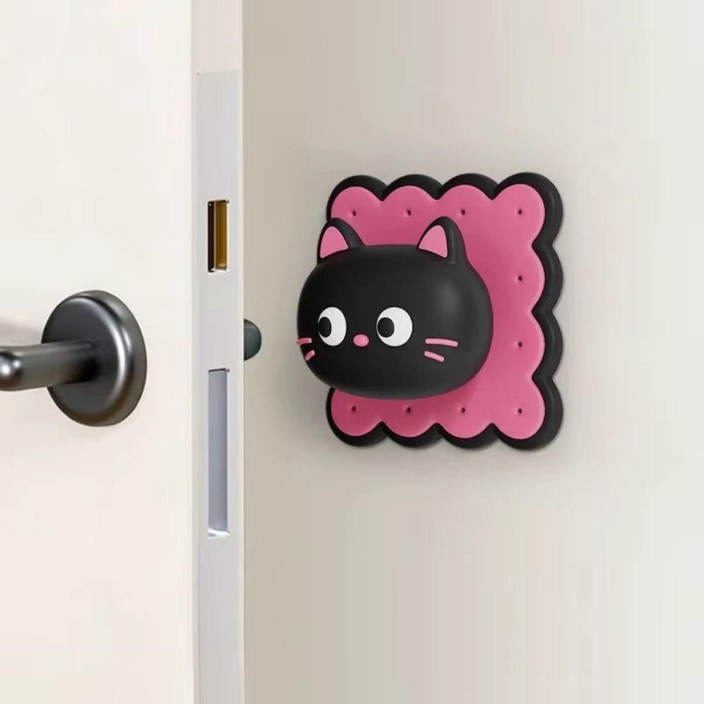 Cartoon Cat Door Handle Protector Silent Door Shock Absorber  Wall Decoration