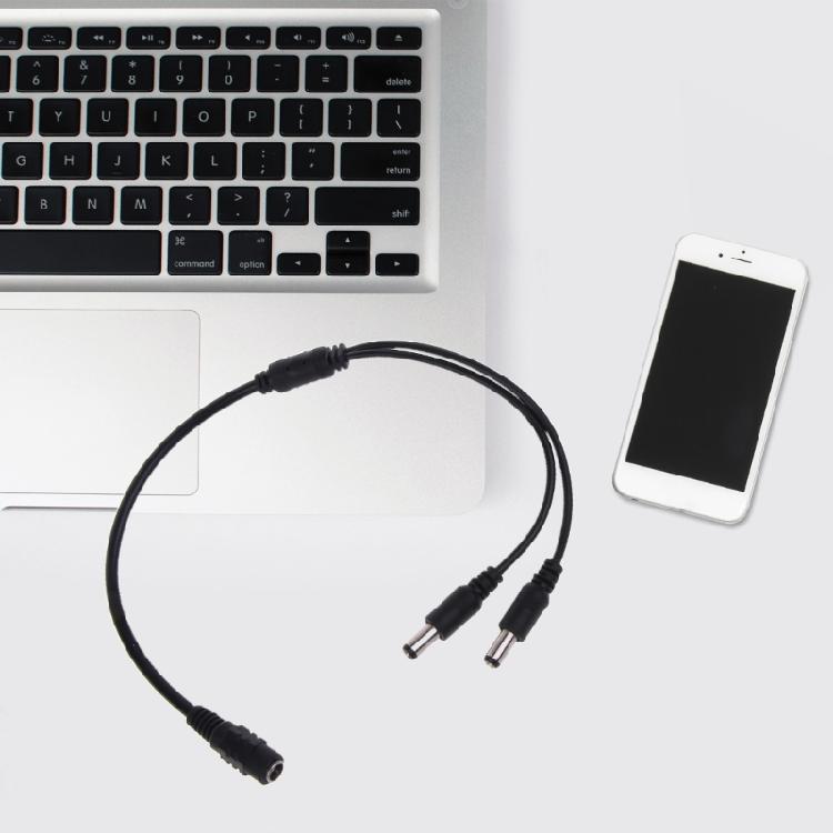 Durability 1Female to 2Male 5.5mmx2.1mm DC Power Supply Cable 36cm Length