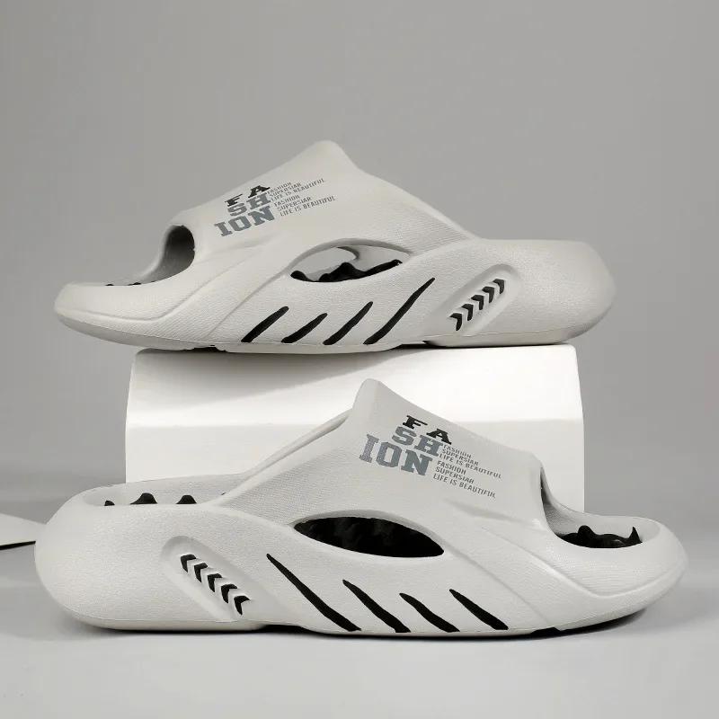 Summer Men's Slippers Comfortable Massage Slippers Outdoor Casual Beach Shoes for Men Flip-Flops Big Size48 EVA Soft Sole Slides