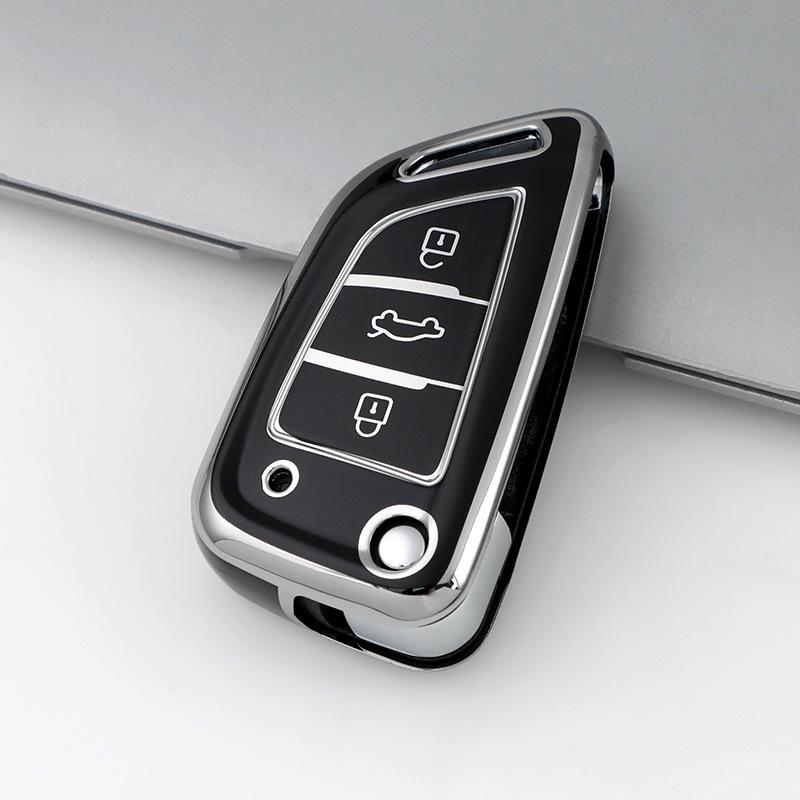 Applicable TPU Key Bag for Modified Aftermarket KD Sub-Machine Key Case with Silver Edge Keychain.