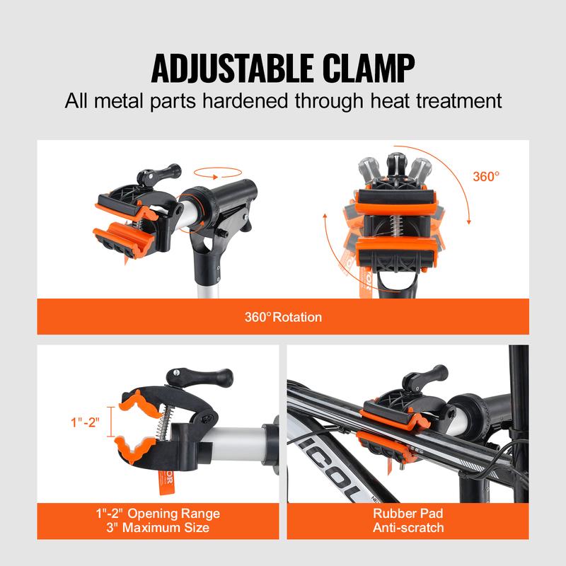 SucceBuy Bike Repair Stand Heavy-duty Aluminum Adjustable Height Magnetic Tool Tray Telescopic Arm Foldable for Home Shops