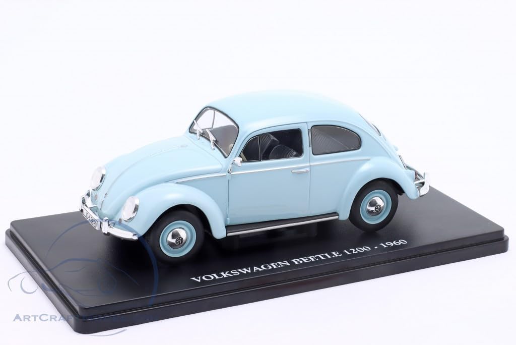 Volkswagen Beetle 1200 1960 (Light Blue) 1/24 Scale Diecast Model Car with Plastic Case [Imported]