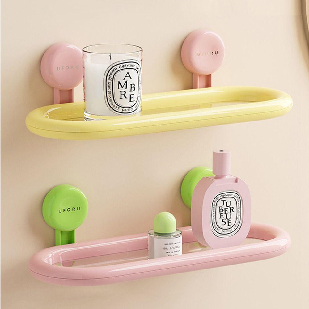 Dopamine Suction Cup Storage Shelf Free Punch Toiletries Organizer Wall Hanging Storage Rack  Home