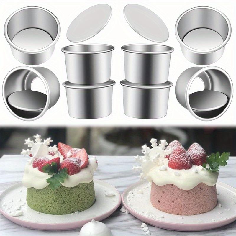 2pcs 2-Inch Mini Cake Pans Set - Non-Stick Removable Base for Cheesecakes, Cupcakes, Desserts