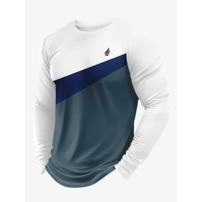 Vintage Men's Long Sleeve T-Shirt Streaks Print Top Spring Fall T-Shirt for Men 3D Striped Print Oversized Streetwear Clothing