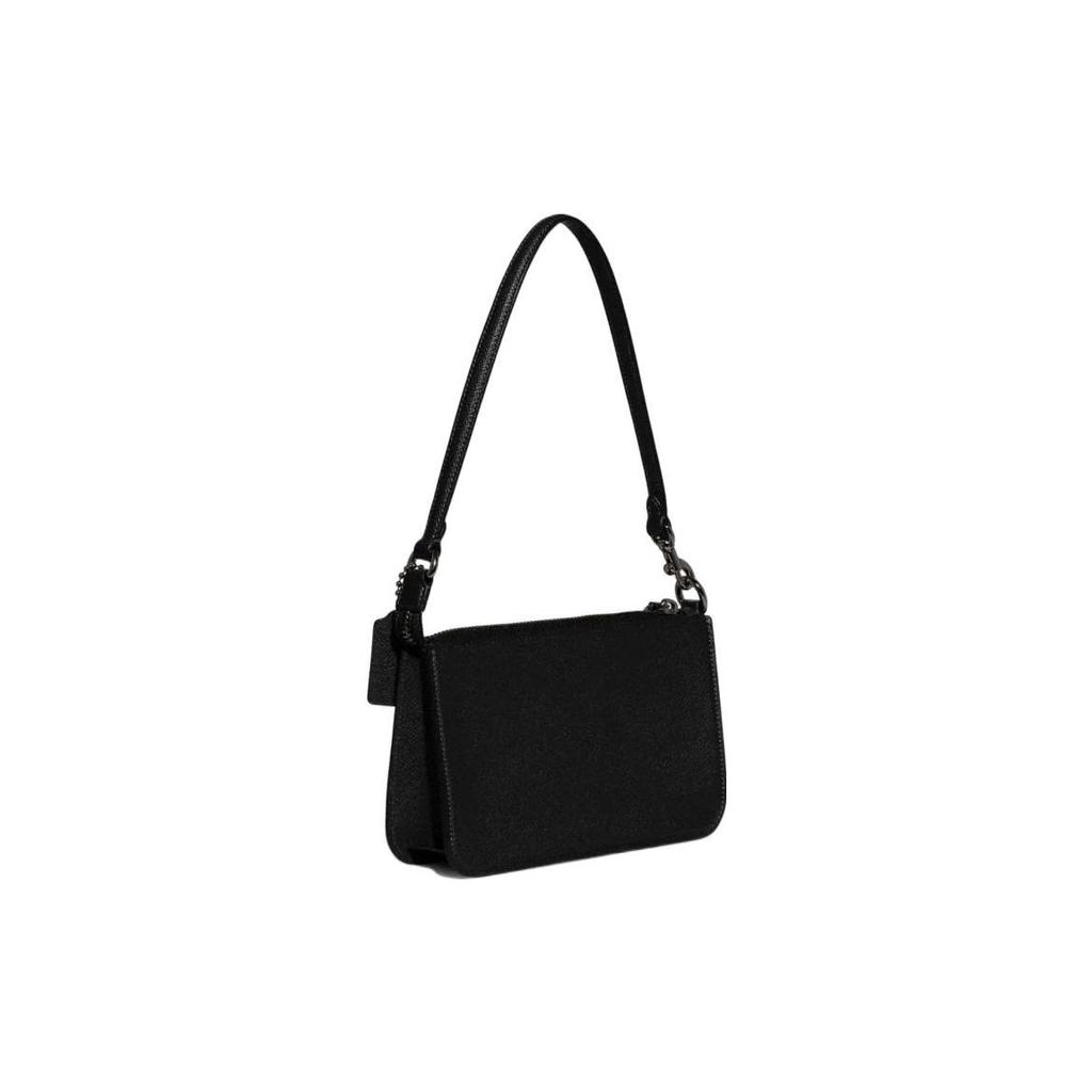 New COACH Pouch Cross Grain Leather With Canvas Clutch Handbag, Shoulder Bag Trumpets Women's Black CJ797-BLK