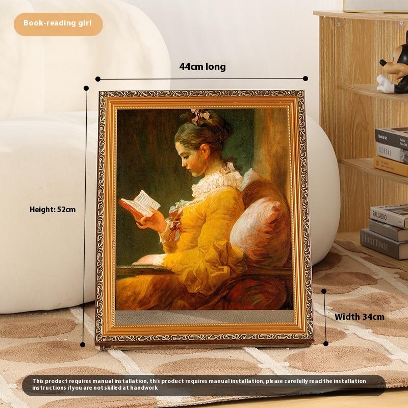 

Pearl Girl Cat Bed with Scratching Board Four Seasons Pet Nest Cute Painting Frame for Kittens Home Decor