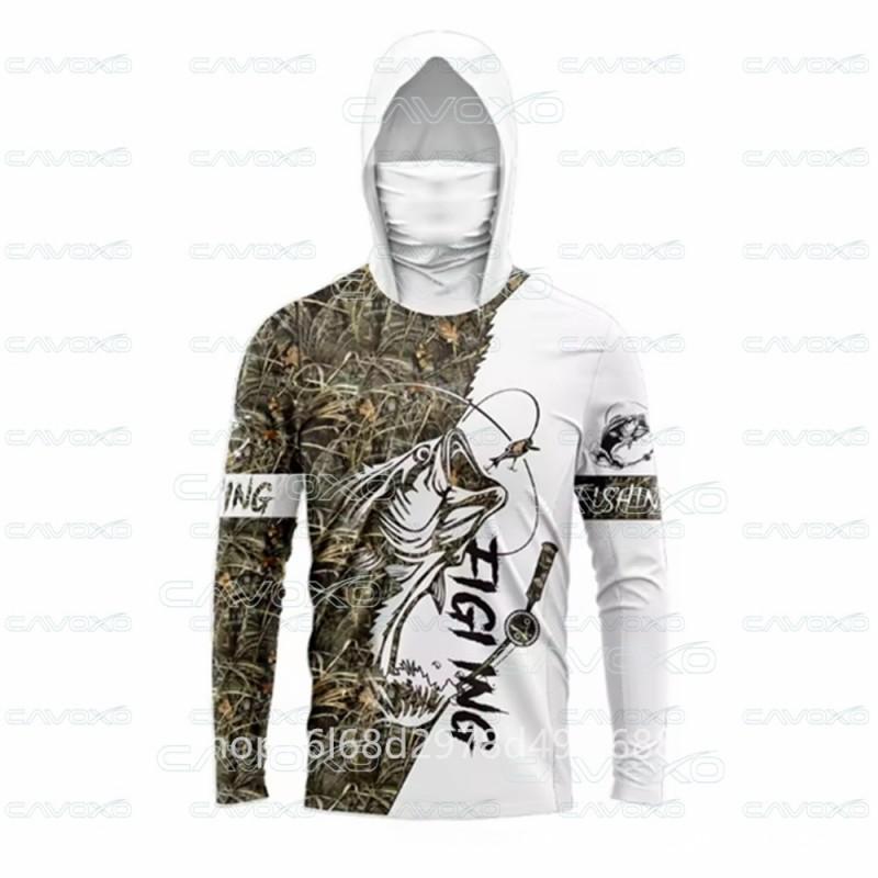 Ice Silk Fishing Shirt Long Sleeve Hooded Sun Protection Quick Dry Breathable Outdoor Gear