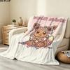Custom Name,Eevee Printed Flannel Blanket, Soft Throw for Bedroom Sofa, Washable, Christmas Present, Great Gift.