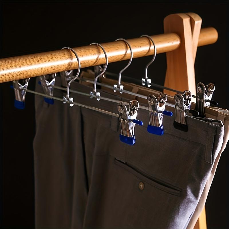 10pcs Multifunctional Trouser Rack Clip Stainless Steel Strong Telescopic Traceless Clothes Hanger
