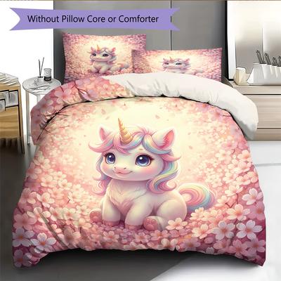 Cartoon Pattern Bedding Quilt Set Quilt Cover Pillowcase Home Decoration Birthday Gift (1 * Duvet Cover + 2 * Pillowcase, Without Core)