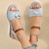 Large Size Women's Shoes Sandals Buckle Slope Heel Thick Bottom Sandals Female