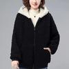 Winter Women's Warm Plush Thickened Hooded Coat Female Large Size Versatile Short Loose Lamb Wool Jacket