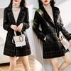 Winter Reversible Mid-Length Velvet Thick PU Leather Jacket - Women's Cozy Loose Fit