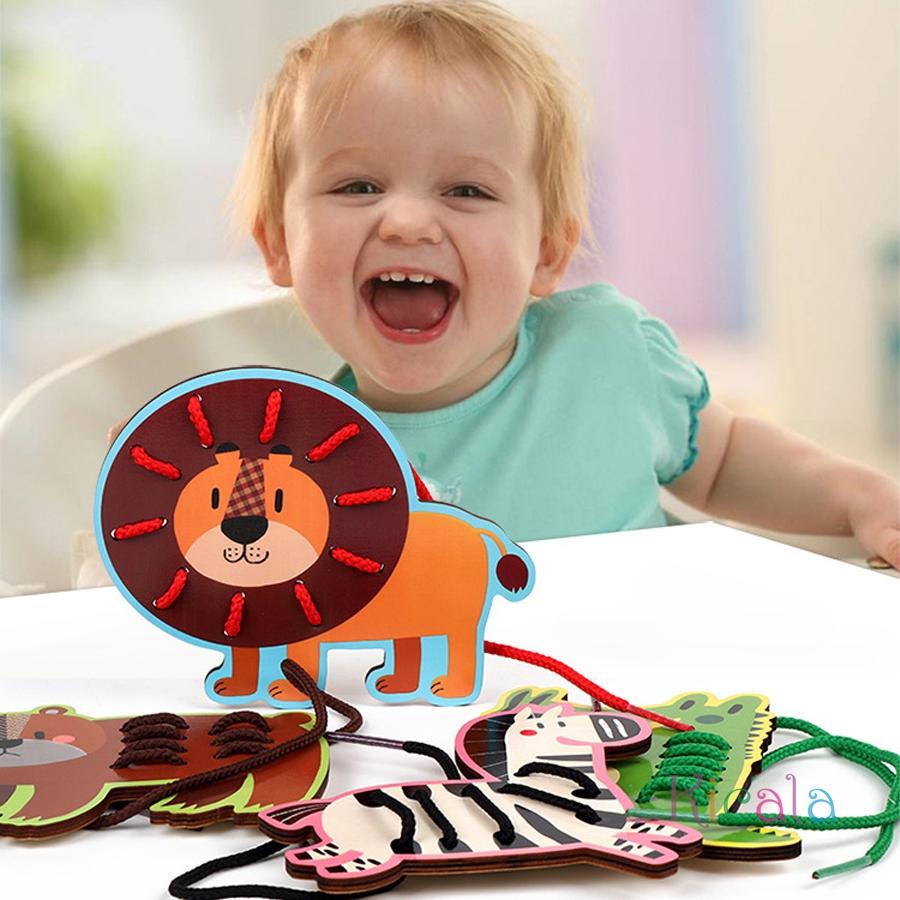 Holz Schnürspielzeug Montessori Sensorikspielzeug Nähkarten Schnürspiel für Kinder Vorschullernaktivität Feinmotorik