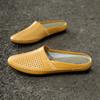Echtes Leder Herren Freizeitschuhe Atmungsaktive Herren Slipper Mokassins Ausgehöhlt Sommer Mules Einfach Ultraleicht Halbschuh