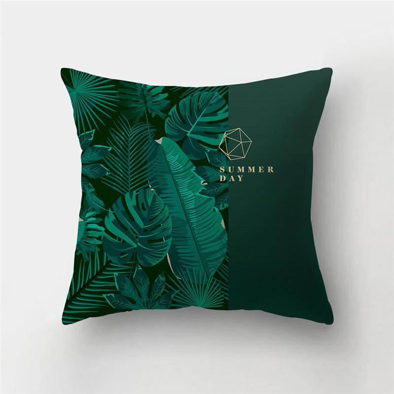 Fresh Summer Leaves Tropical Plants Square Cushion Cover Home Living Room Sofa Bedroom Decoration Pillow Cover