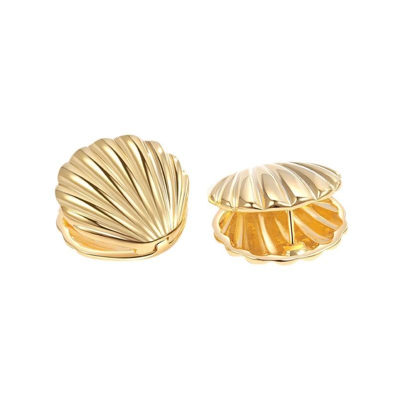 Ocean Shell Textured Earrings Women'S Design Sense Premium Cold Wind Ear Buckles