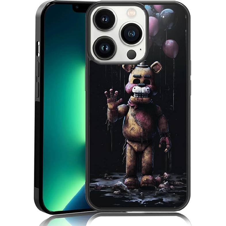 Black Cute FNAF Phone Case Fit for iPhone XR, TPU Shockproof Protective iPhone Case Horror Five Nights Video Game Phone Cover Gift for Boy Girl Men