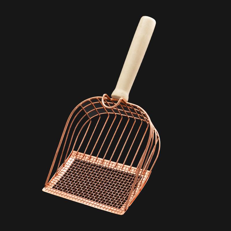 Cat Litter Shovel Stainless Steel Wooden Handle Easy To Rust Washable Kitten Litter Scoop Cats Toilet Cleaning Shovel Tool