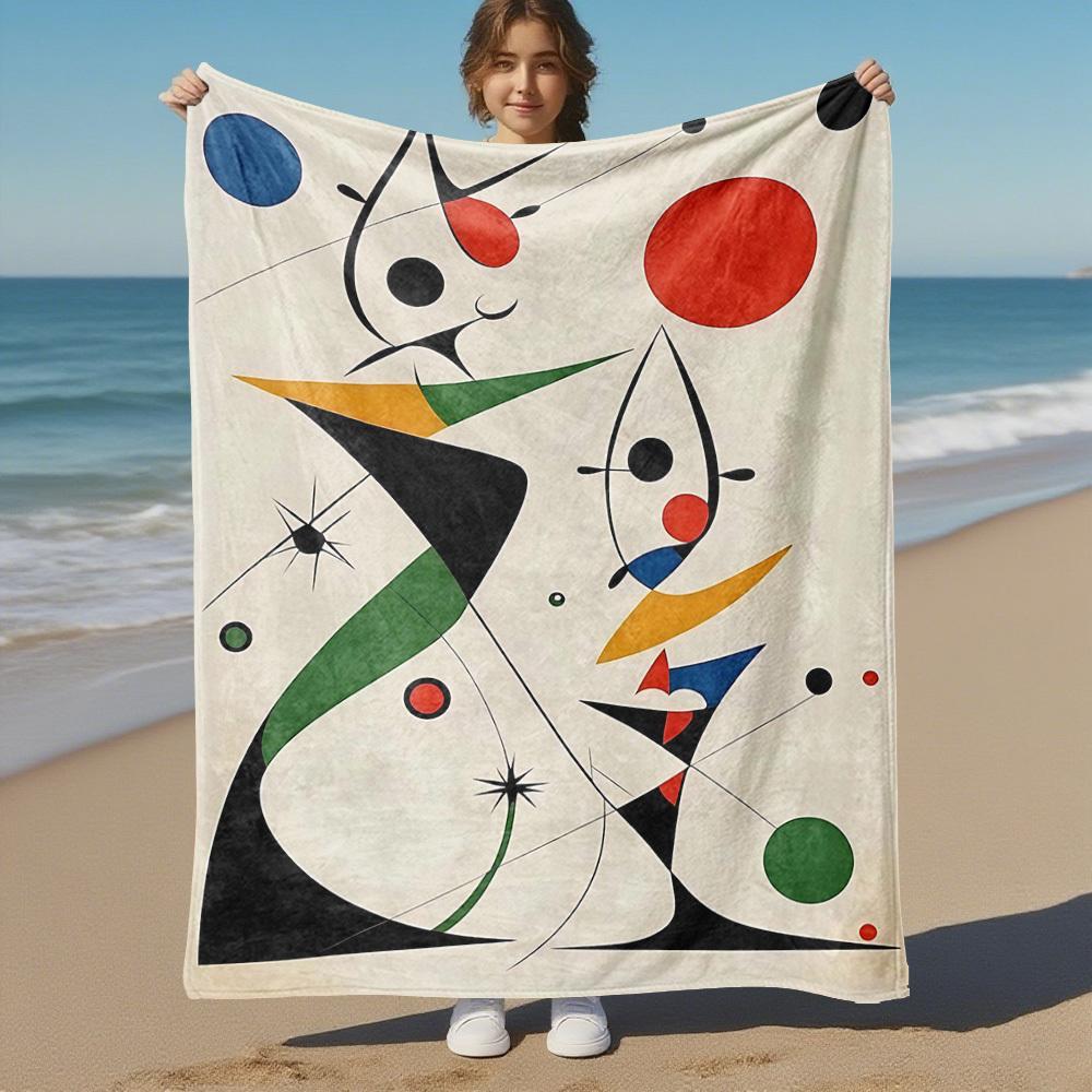 1PC Abstract ArtOutdoor Flannel Blanket - Soft Plush Decor for Picnics, Camping, Bedroom, Playroom, Office, or Lunch Break 1246A