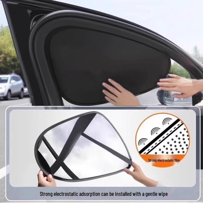 2026 Electrostatic Car Sunshade for Front & Rear Windows - Black Rubber Sun Blocker Screen