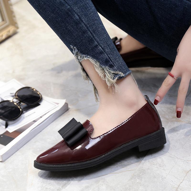 Women Loafers Fashion Bow Pointed Toe Leather Shoes for Women Shallow Mouth Daily Casual Shoes Female Comfortable Flat Shoes New