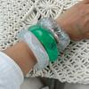 Bohemian Irregular Wide Bracelet Minority Design Green Hand Ring Translucent Acrylic Bangle  Women